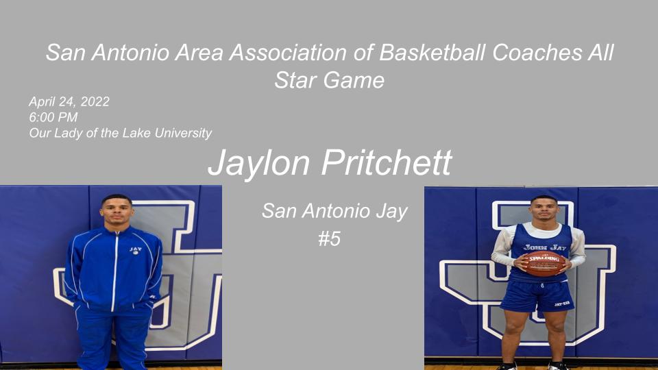 SAJayBoysBball's tweet photo. Congratulations Jaylon Pritchett @prit05ett on your selection to participate in the San Antonio Area Association of Basketball Coaches All Star Game. https://t.co/s4dycVRfrw