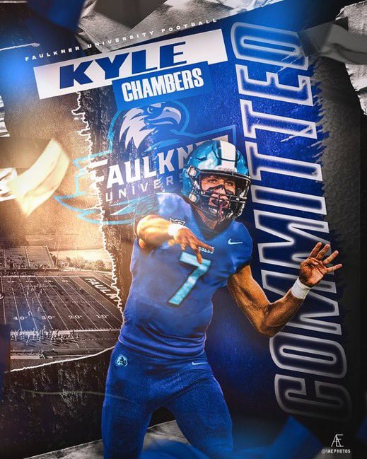 KyleChambers_7's tweet image. Blessed to announce my commitment to continue my career at Faulkner University🔵⚪️   @FaulknerFTBL @Coach_Young8 @BLester1993 @CoachOGates @NHSRaidersFB