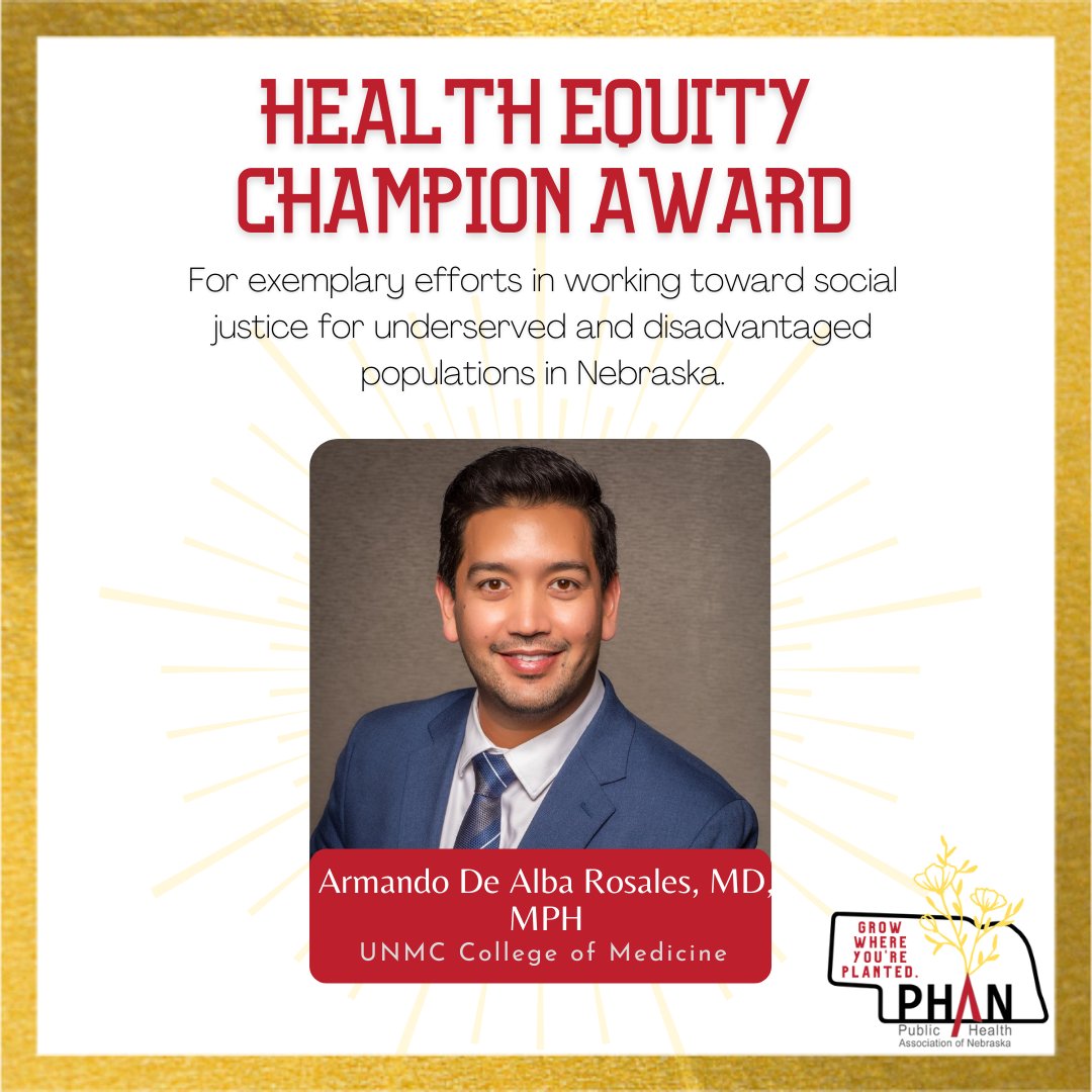 PHANebraska's tweet photo. Health Equity Champion Award goes to @dr_dealba https://t.co/dWPuPNL9he