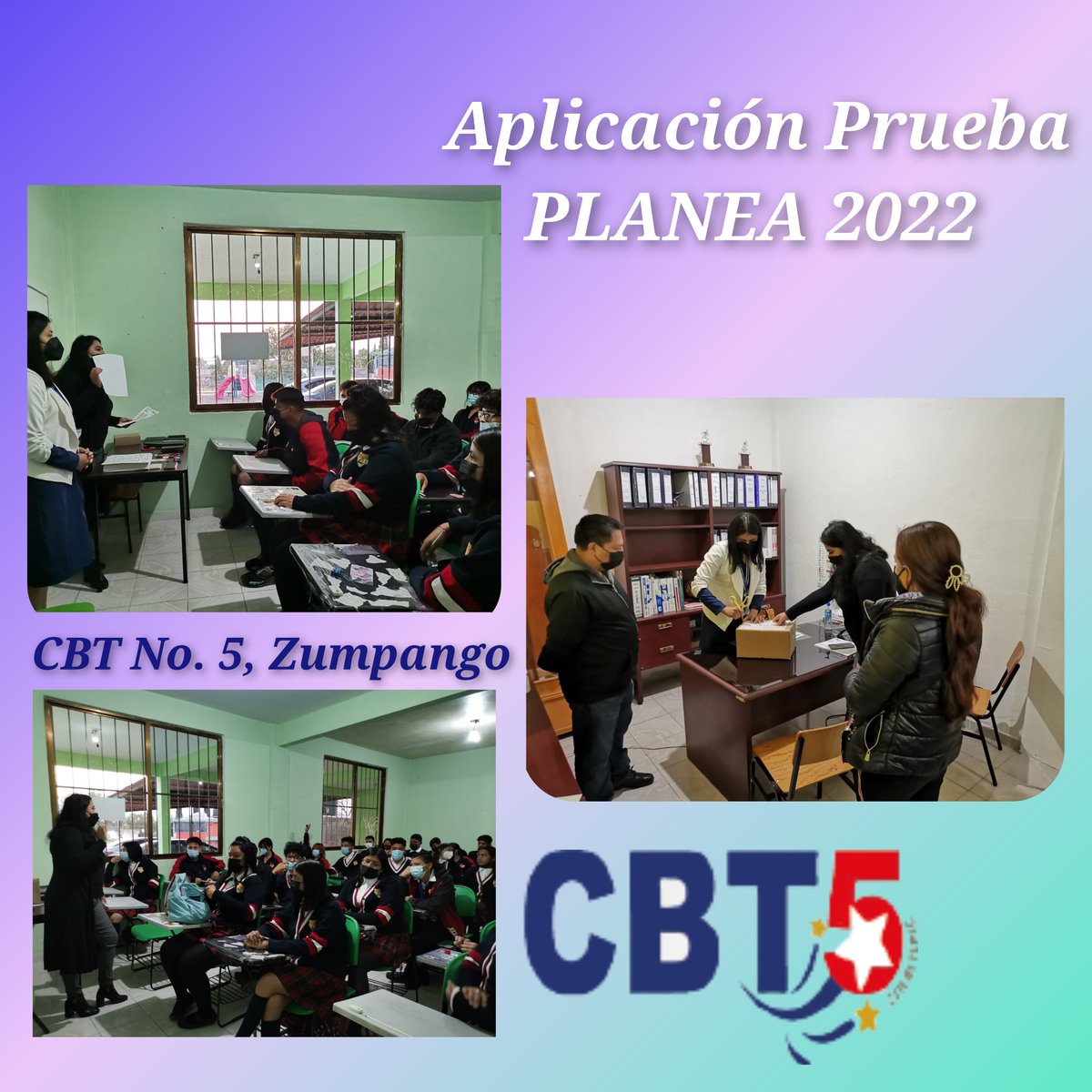 5Zumpango's tweet photo. En el CBT No. 5, Zumpango, se realiza la aplicación de la prueba #Planea2022 que  nos permite vislumbrar el nivel académico de nuestros estudiantes y determinar las acciones para mejorar su calidad académica. #EducaciónFuerte
@SeducEdoMex
@SEMSedomex
@israeljeronimol https://t.co/mkX3N2CSHW