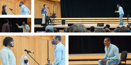 OPerformingArts's tweet photo. Last week @NebraskaHSTA students had the opportunity to participate in an audition masterclass with Kevyn Morrow from the #Hadestowntour. The experience was priceless! 🎭🎤♥️ https://t.co/qRc1ZGMVY4