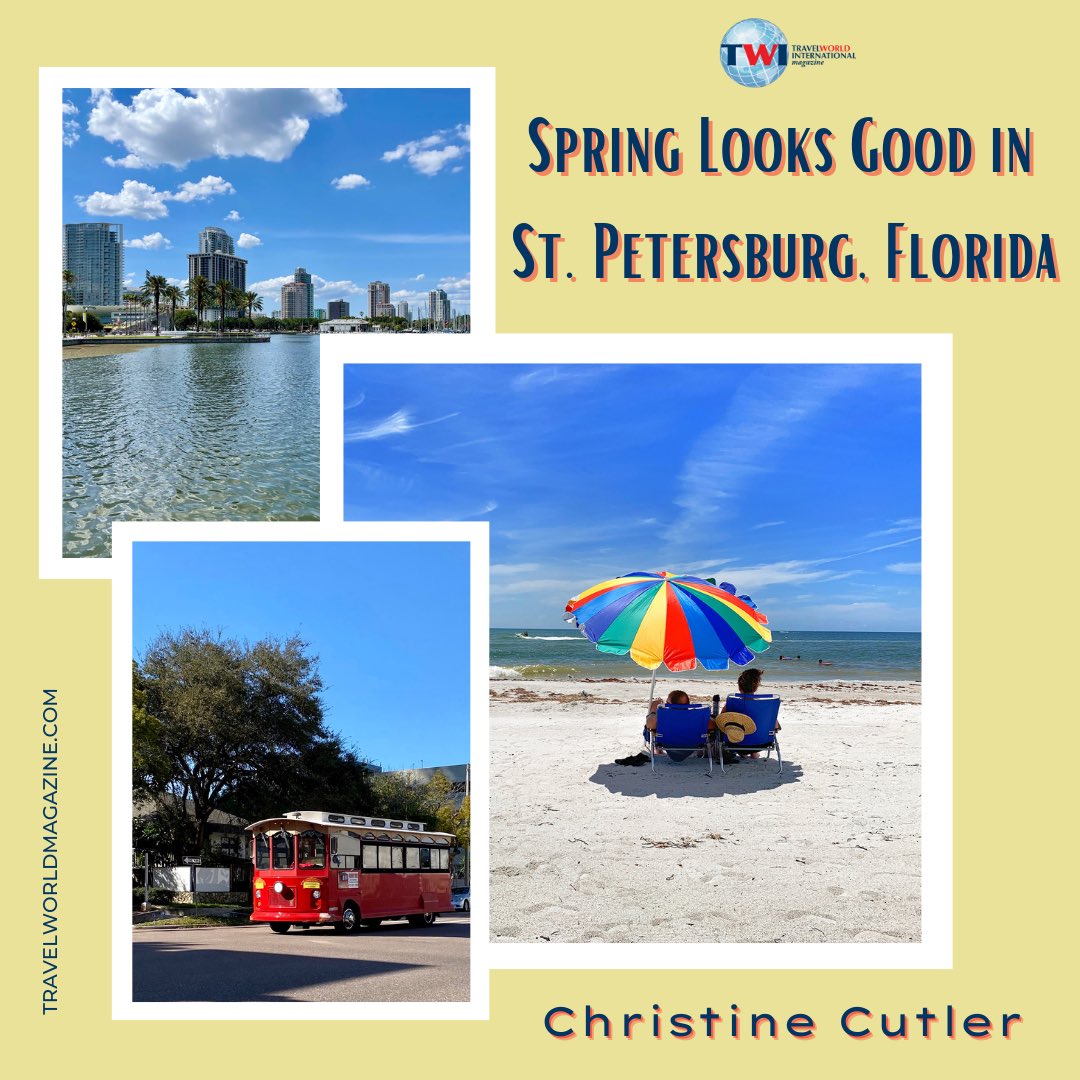 TravelWorldMag's tweet photo. Christine loves being a resident of St. Petersburg, especially in the Spring time. The city offers great warm weather, museums and parks along its Gulf Coast. Read more at the link in bio!

#NATJA #TWI #SpringIssue #SpringIntoTravel  #TravelJournalism #Members  #StPetersburg https://t.co/oPG3mZF3QQ