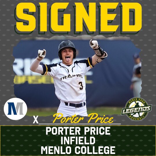 They just keep coming! Please welcome <a href="/porterprice7/">porter price</a> to the Legends! Porter will be apart of the <a href="/mcoaksbaseball/">Menlo Baseball</a> program after he graduates and will be big for us up the middle this summer #AnotherOne #KeepEmComing #Legendary