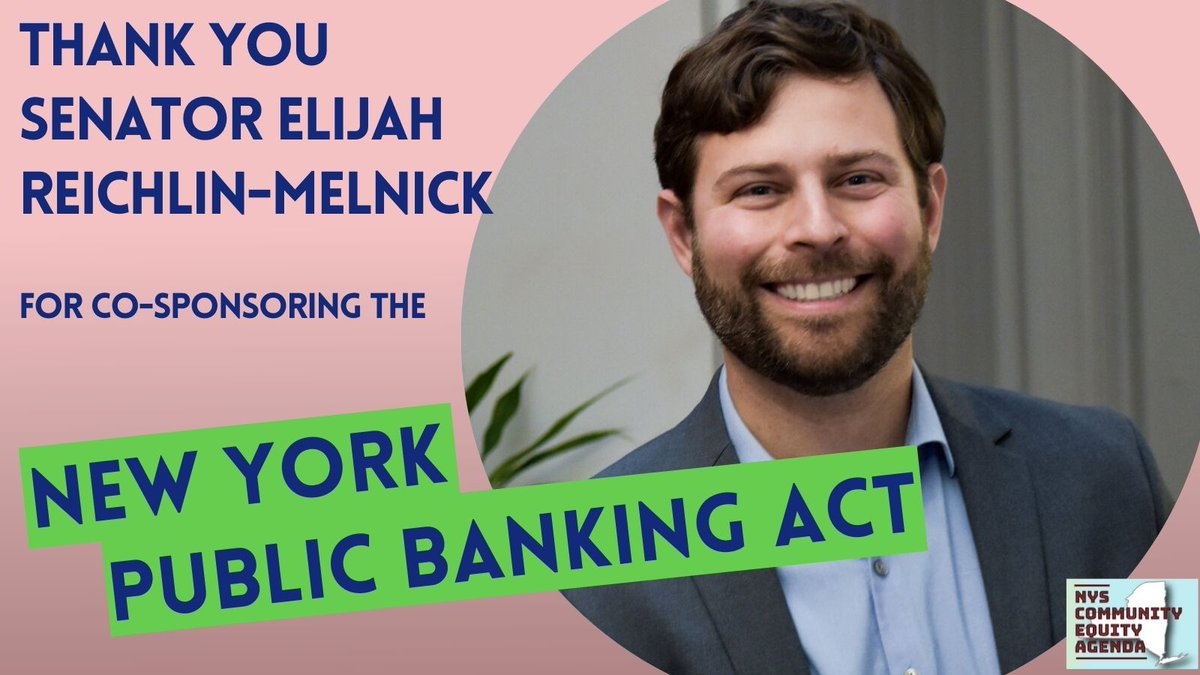 EquityAgendaNY's tweet photo. Thank you @senatorERM for your support!

There are now 30(!) NYS Senators co-sponsoring the NY Public Banking Act - S1762A

Let's pass this bill this session and pave the way for local public banks that will ensure our public dollars benefit our communities, not Wall Street CEOs. https://t.co/WU8nvrr6Ig