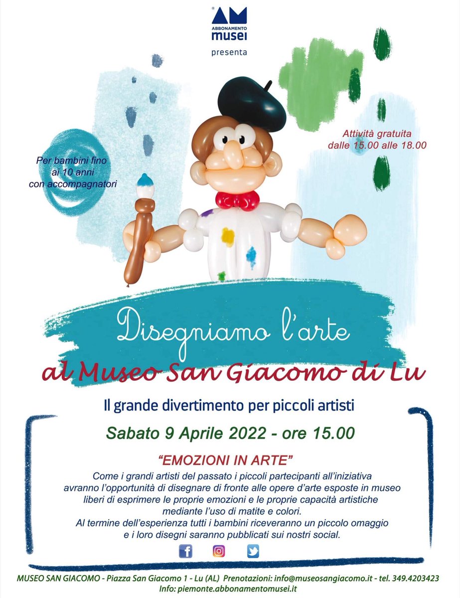 📣 Hey bimbi! 👶 Vi aspettiamo sabato pomeriggio per disegnare insieme! 🤗✏️🌈🖼

#abbonamentomusei #disegniamolarte 
<a href="/Abb_Musei/">Abbonamento Musei</a> <a href="/MiC_Italia/">Ministero della Cultura</a> <a href="/AMEI1996/">AMEI</a> 
#cultureagainstwar #museumsagainstwar #cultureunitestheworld