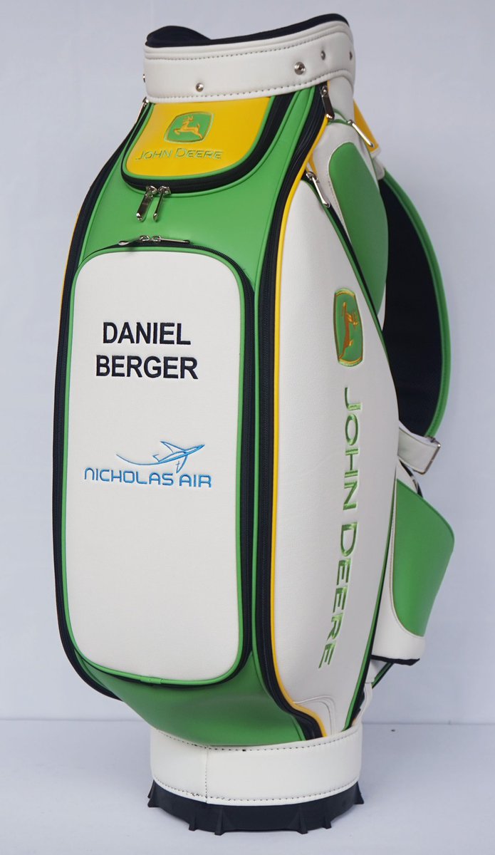 TomVH's tweet photo. .@DanielBerger59 will be sporting a new bag at #TheMasters this week. He struck a deal with John Deere, where instead of traditional win bonuses, they’ll donate $100,000 to various charitable organizations. https://t.co/8kcAYkoF0U