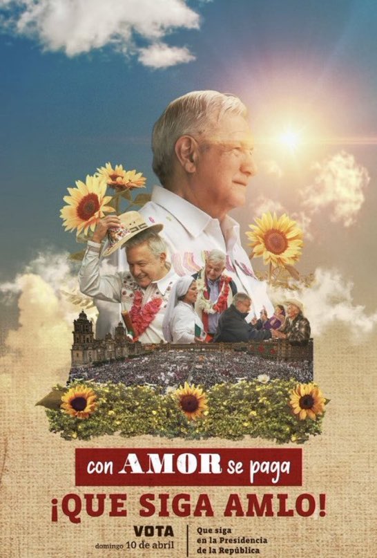 EContigoAMLO's tweet photo. ¡Amor con amor se paga! Este 10 de abril salgamos a defender la democracia. #QueSigaAMLO #EstamosContigoAMLO https://t.co/MlUrdUExLC