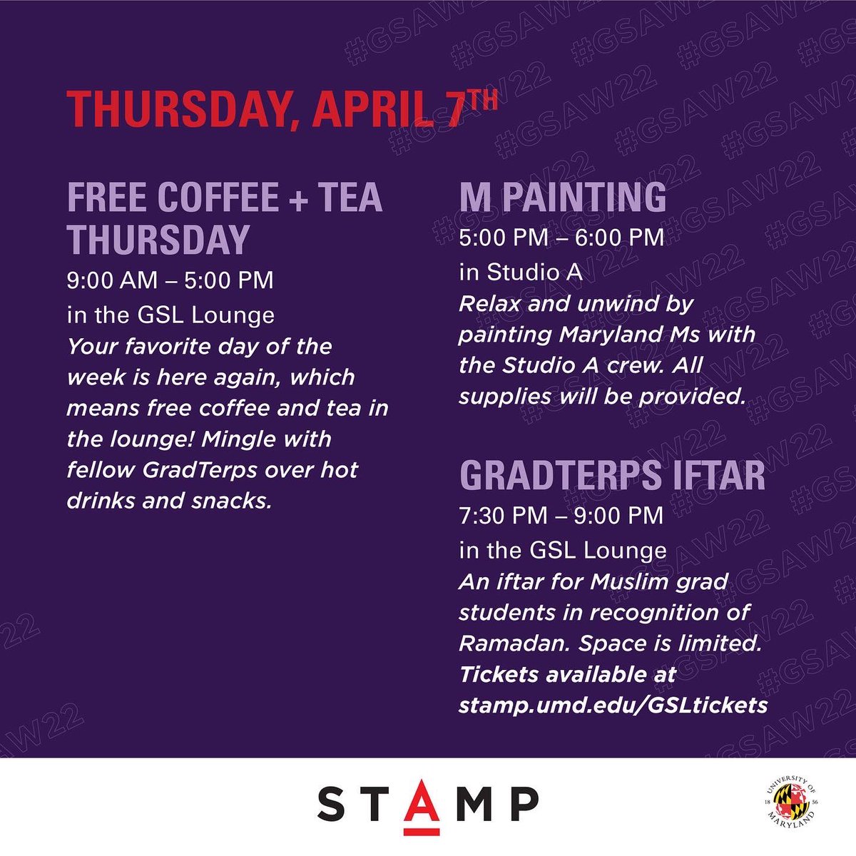 UMDGSL's tweet photo. GradTerps!! We Appreciate You!! Join us in all the fun this week! https://t.co/p46dBOmBjp