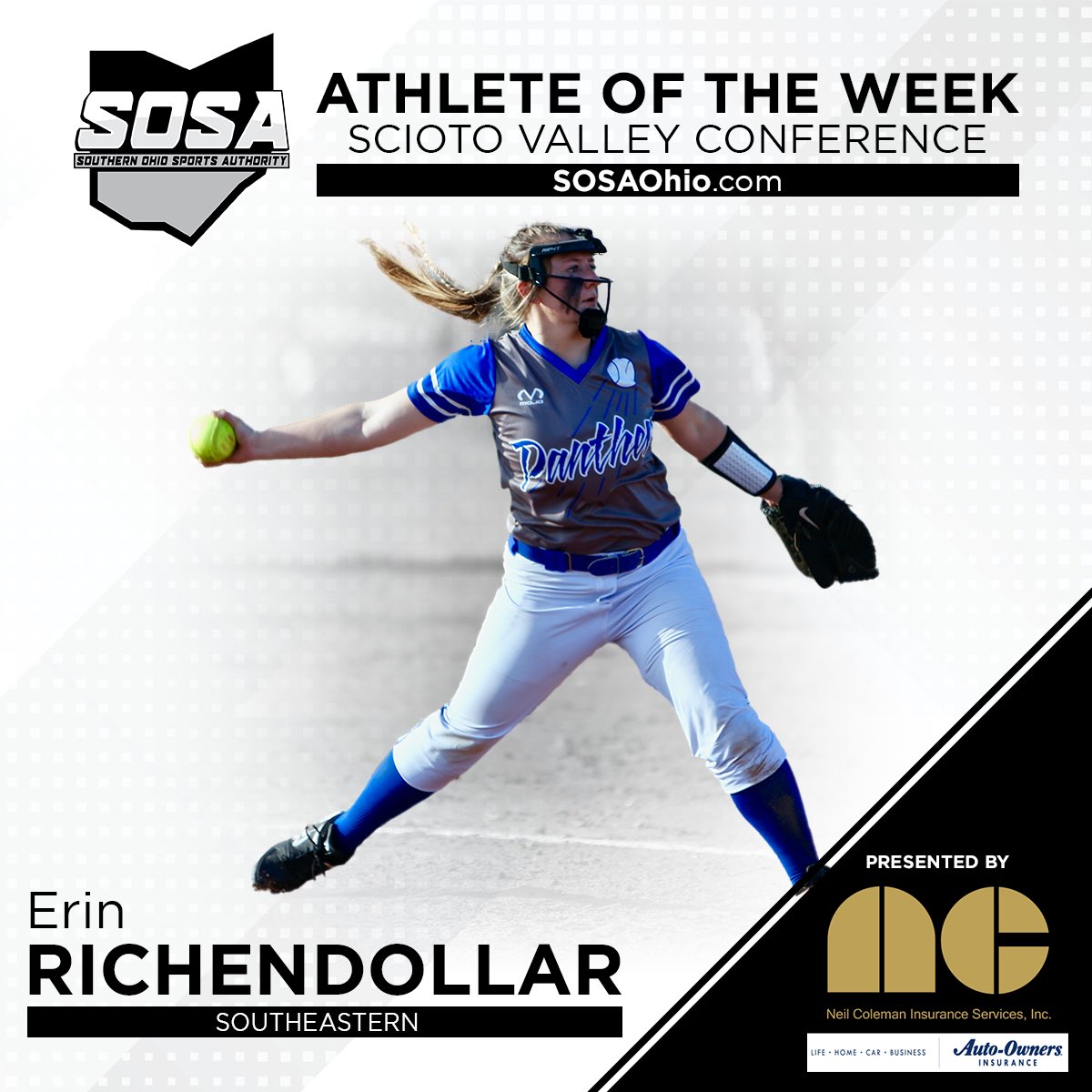 This week’s SVC Athlete of the Week, presented by Neil Coleman Insurance Services, is Southeastern’s <a href="/ErinR_11/">Erin</a>.

The senior has led the Panthers to a 6-1 start while mowing down opposing lineups in the process.