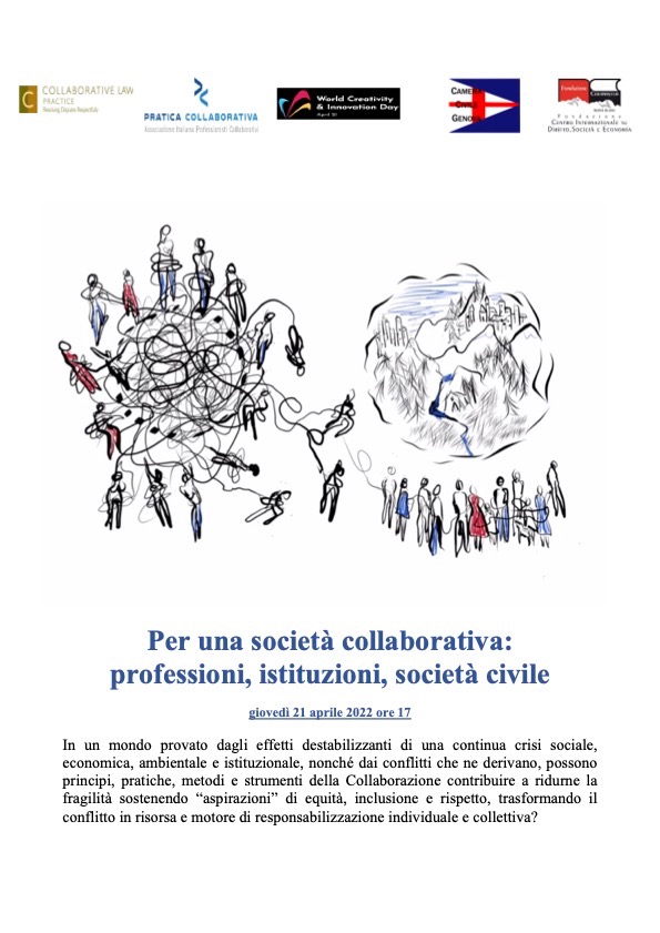 icollaborativi's tweet photo. 📍giovedì 21 aprile.Ore 17,00. Piattaforma #zoom.Webinar #aiadc con @FCourmayeur.
Le professioni, le istituzioni e la società civile con la forza della #collaborazione possono cambiare il mondo? #praticacollaborativa.  #WCIW #WCID @WorldCreativity @IACPNews.
Perchè #Iamcreative! https://t.co/TacTuHBcD7