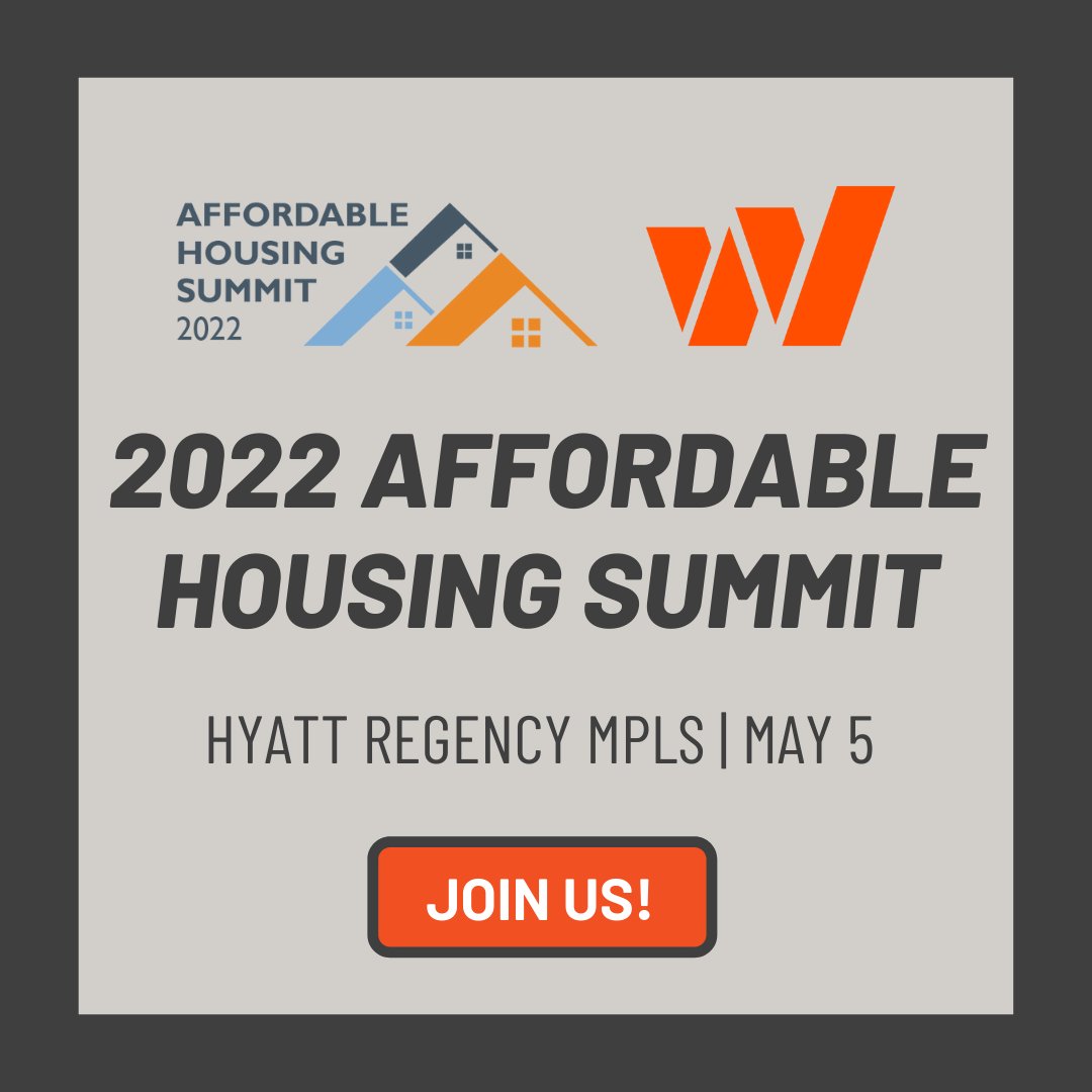 WinthropMPLS's tweet photo. The #AffordableHousing Summit is back — and in person! We're excited to welcome affordable housing leaders, advocates and industry experts on May 5th at the Hyatt Regency in Mpls. Join us! Register here: https://t.co/gHANBfcHyA

#WinthropMpls #RealEstateLaw #AHSMN2022 https://t.co/yDkE9IXHsV