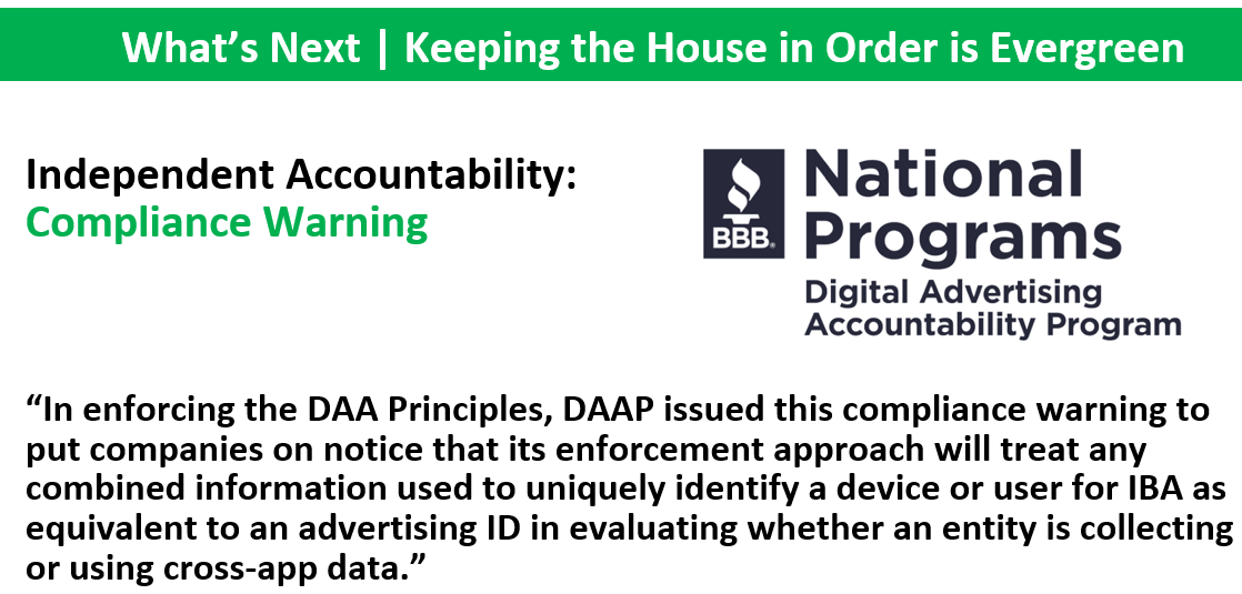DAAUSA's tweet photo. #Accountability with Teeth | Already @BBB_NtlPrograms  has announced that any #adtech used for consumer #addressability is subject to DAA Principles adherence - cookies and beyond. #Identity #Identifiers #AMIs #crossapp #crossdevice | @TrustArc Webinar https://t.co/WQRvYzKQ4R