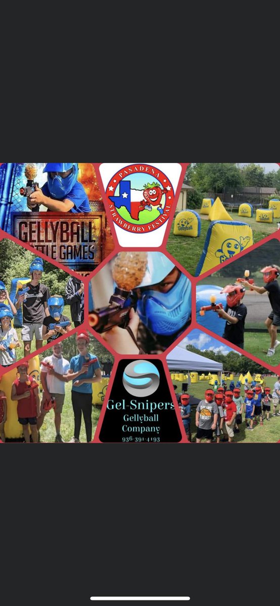 Look How Fun...We are BERRY excited to be bringing Gel-Snippers to Festival.
Let the Gellyball Battle Games begin.
strawberryfest.org  
281 991-9500
Gellyball is a low impact paint ball like game without the mess or the hurt.