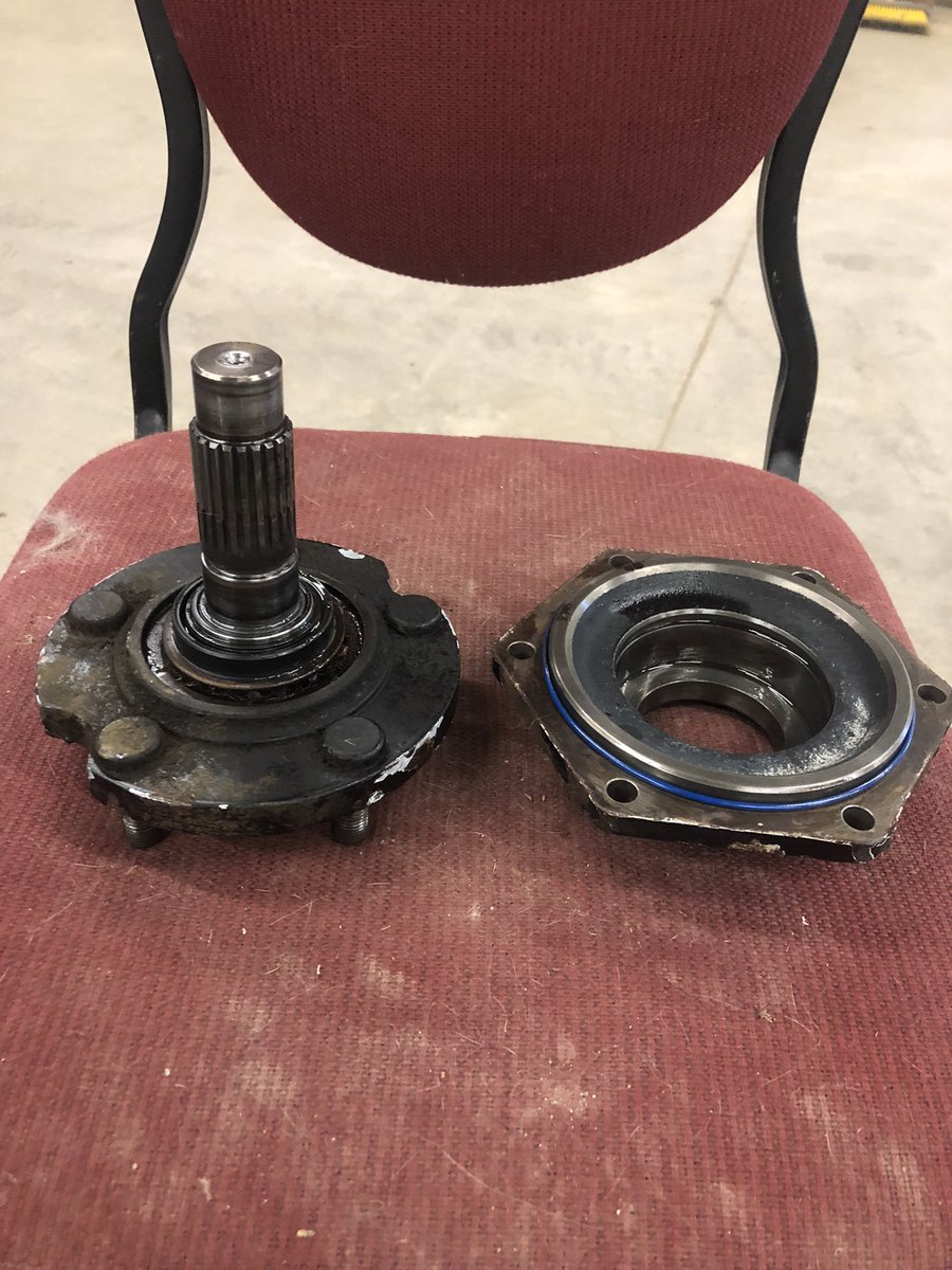 ryanarthur21's tweet photo. Rebuilding a rear end bevel on our 4500- this spindle wouldn't budge with a 5ton puller... a machine shop visit and 24ton of pressure and it finally came apart! #fixnotreplace #goodforanotherthousand https://t.co/9H9iIvhCzQ
