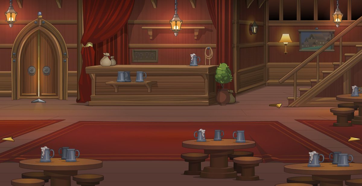 Alina_AE's tweet photo. Sneak peek of the art updates to Yulgar's Inn (including the character customization room being relocated to the first floor (head to the left once you enter the Inn.) New art + room cap increase arrive at https://t.co/m5csV5Tgi7 this Friday! https://t.co/AE1wgEM32B