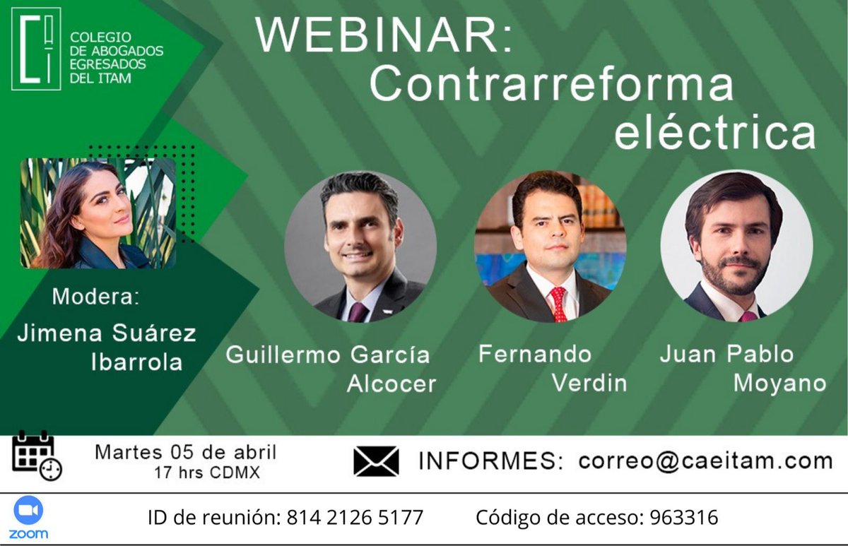 caeitam's tweet photo. No te pierdas hoy nuestro #webinar “Contrarreforma Eléctrica”, un evento gratuito por parte del #CAEITAM. 🏫 ⚡️

Para mayor información, envíanos un mail: correo@caeitam.com o entra a la liga del la imagen vía #zoom 💻 https://t.co/gQRDnvDVVj