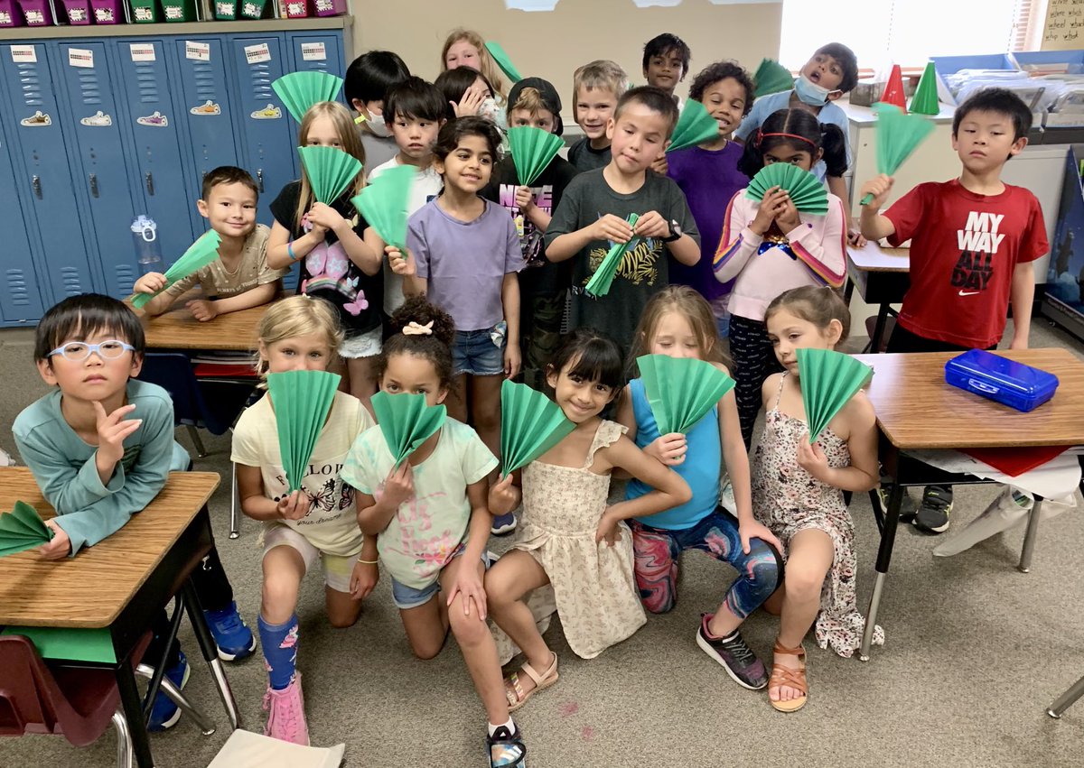 On the warmest day yet of the year (96°) our science lesson could not have been more perfect: Wind. We made air move to our faces after recess with our paper fans! #1LISD #cox_comets