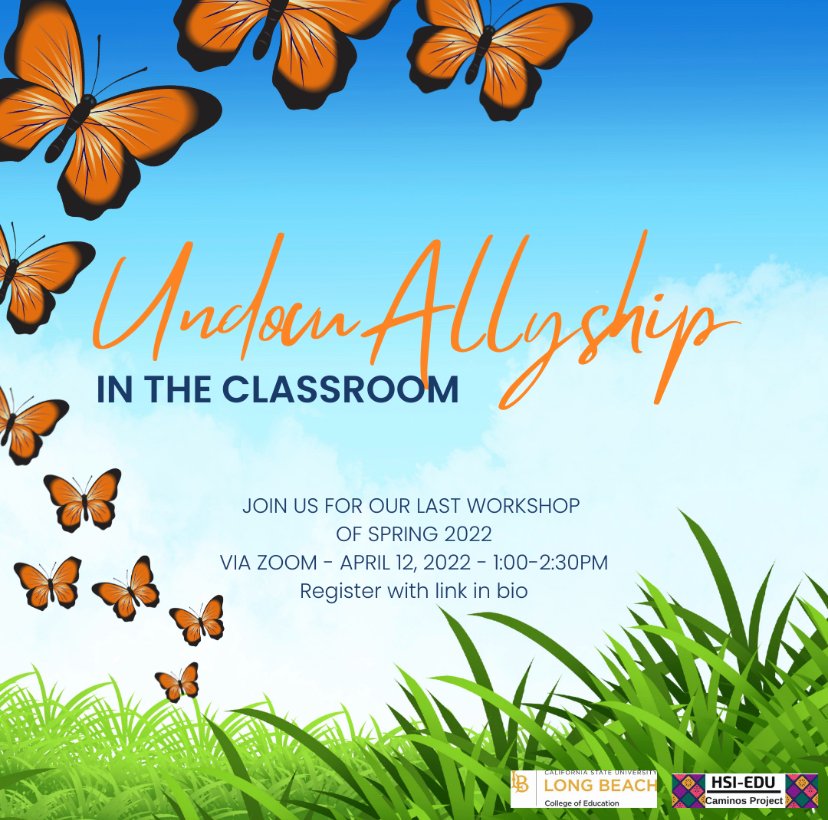 Hi everyone! Join us and attend the UndocAllyship workship on April 12th at 1pm on zoom. See you all there!

#csulb #csulbced #csulbcaminos