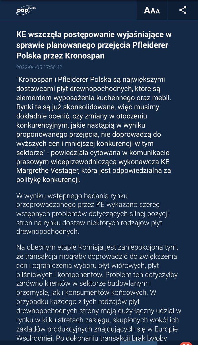 rditrych's tweet photo. Ryzykowna koncentracja / M&A 👇
#Kronospan #Pfleiderer 👇
Krono + Pfeiderer to około 2/3 rynku płyty drewnopochodnej w PL 🇵🇱.
Zgodzilibyście się na taki deal?
#mergers #Poland https://t.co/rAiO8XJ7Ko