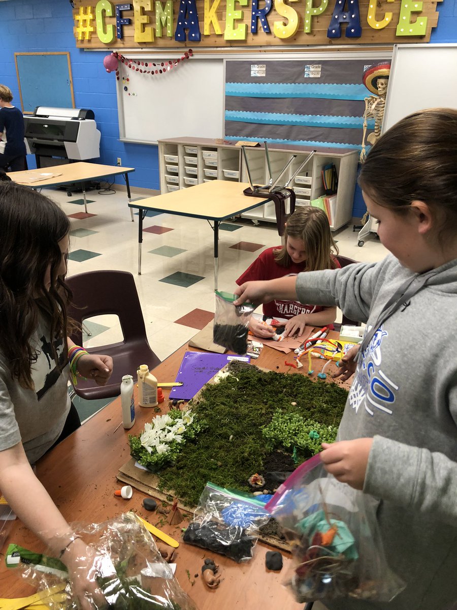 wag_j's tweet photo. Students are starting construction of their Native American displays. #cfemakerspace #wearelearningscientists https://t.co/j60TqE1Cj9