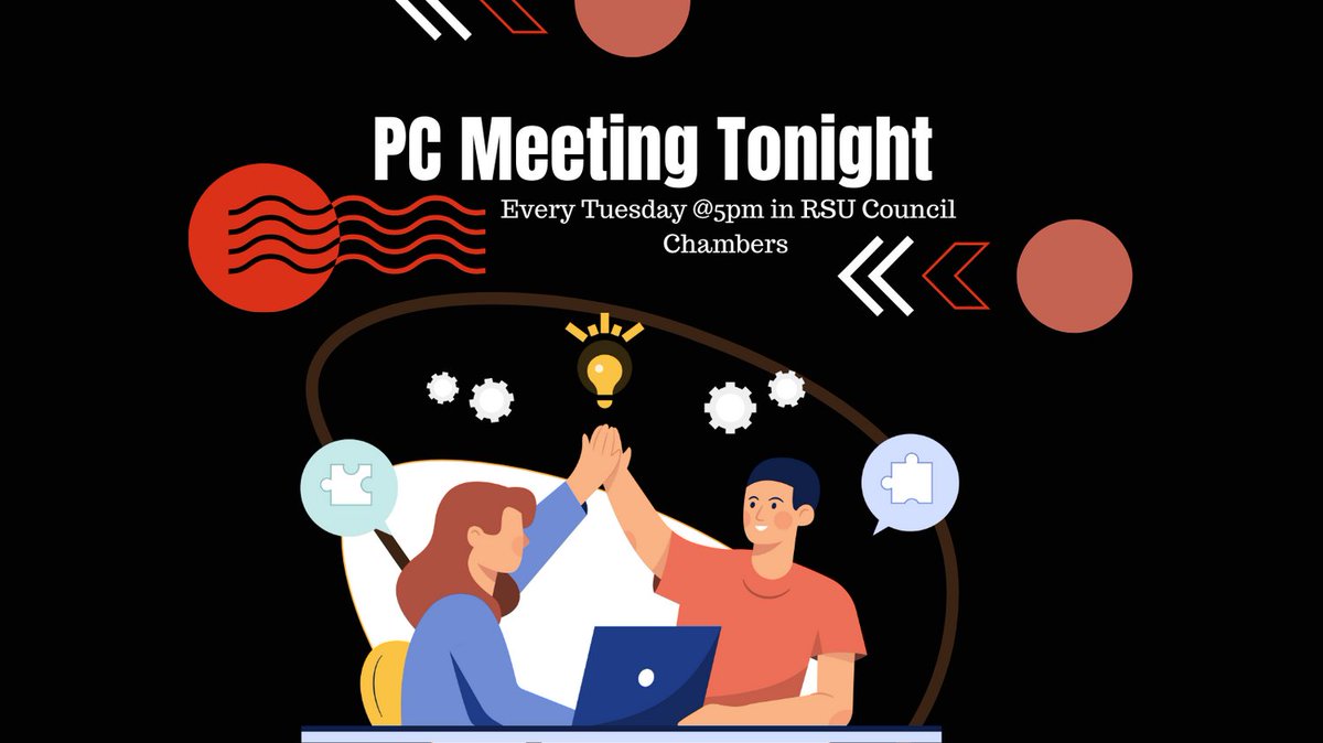 PCBSU's tweet photo. Join us TONIGHT and every Tuesday for our General Meeting in RSU Council Chambers at 5pm! https://t.co/kRMf5PX0x6