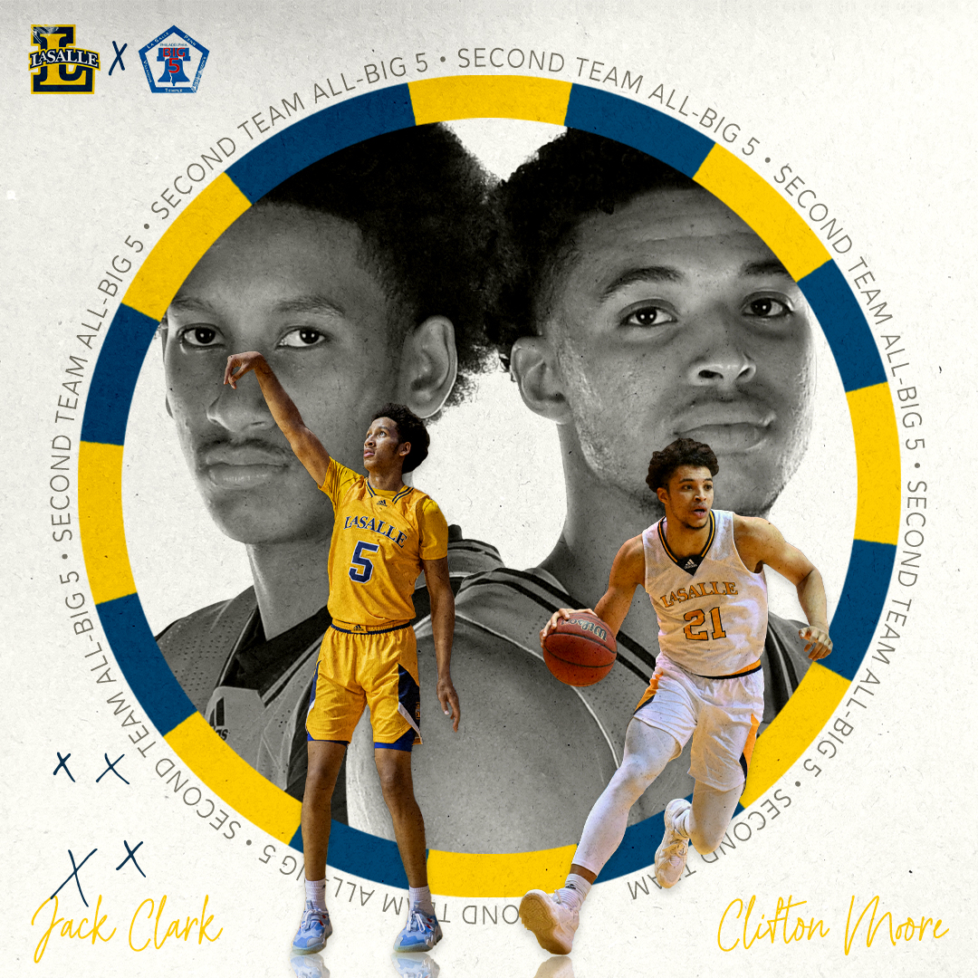LaSalle_MBB's tweet photo. Congrats to Jack Clark and Clifton Moore on making the All-Big 5 Second Team 👏

✍️: https://t.co/DMMYvrQXdW https://t.co/fGzP7vsPuP