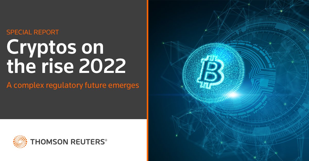 The new <a href="/thomsonreuters/">Thomson Reuters</a> report, "Cryptos on the rise 2022", about crypto-assets and their place within the global regulatory scheme shows a complex and changing landscape for the future.
Download here: tmsnrt.rs/3DFlef0

<a href="/AttyGinaJurva/">Gina Jurva</a> <a href="/SannaHamm/">Susannah Hammond</a> <a href="/todd_ehret/">Todd Ehret</a> #TRInstitute