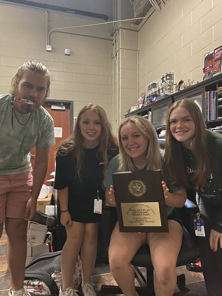 Congratulations to the company of The Angelina Project advancing to REGION!! 🪓❣️
And congratulations to the individual award winners! 
Samantha Dahlin- best techie
Sidney Cotto- honorable mention 
Preston Ellis- all star cast
Sarah Squires- best performer