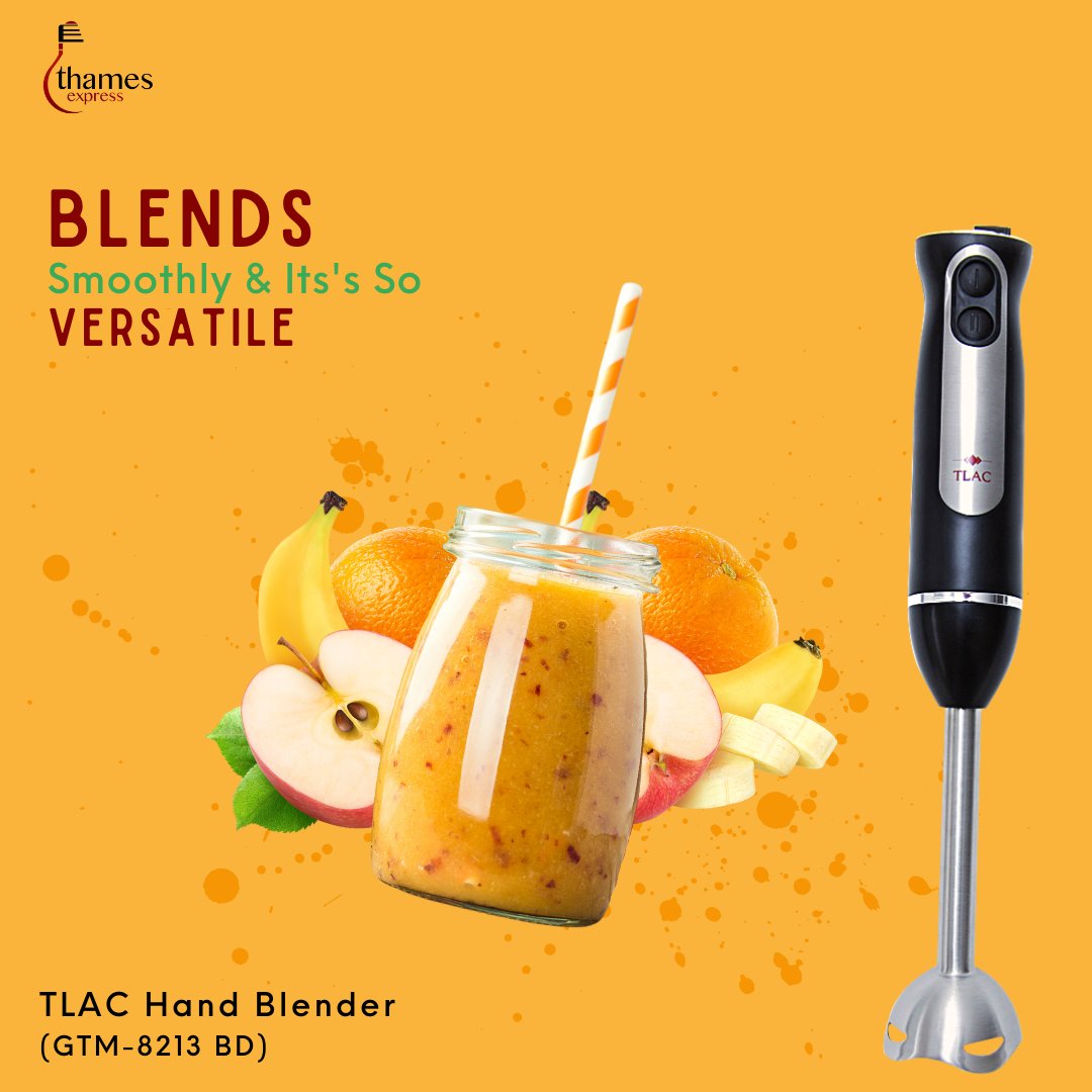 Get the powerful and stylish TLAC Hand Blender (GTM-8213 BD) that will blend perfectly yet silently into your modern kitchen. #ThamesExpress #TLAC #HandBlender #KitchenAppliances #Livewell