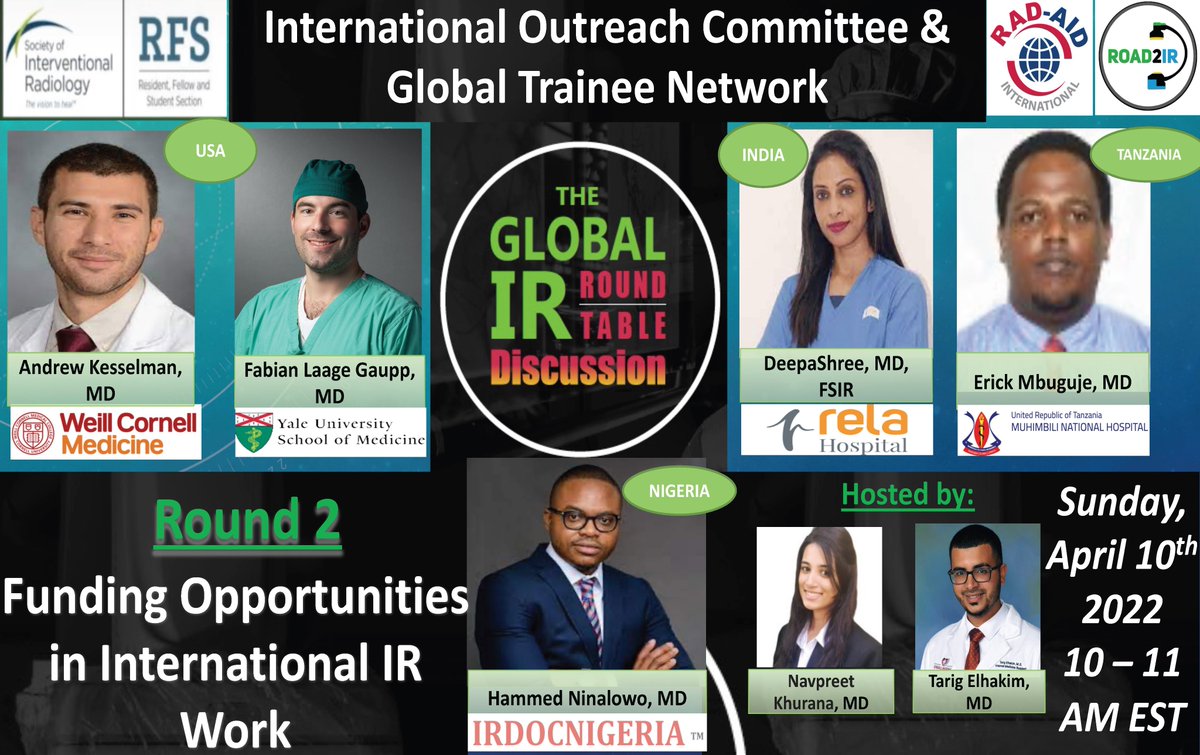 Don't miss the #GlobalIR Roundtable webinar series to discuss the distribution of funds in global IR work with @KesselmanMd, @irdocnigeria, @fabianmaxlg, Dr. DeepaShree, and Dr. Mbuguje! 📅: 04/10, 10AM EST Register: bit.ly/3DeCBDl @Road2IR @SIRspecialists #IRGlobal