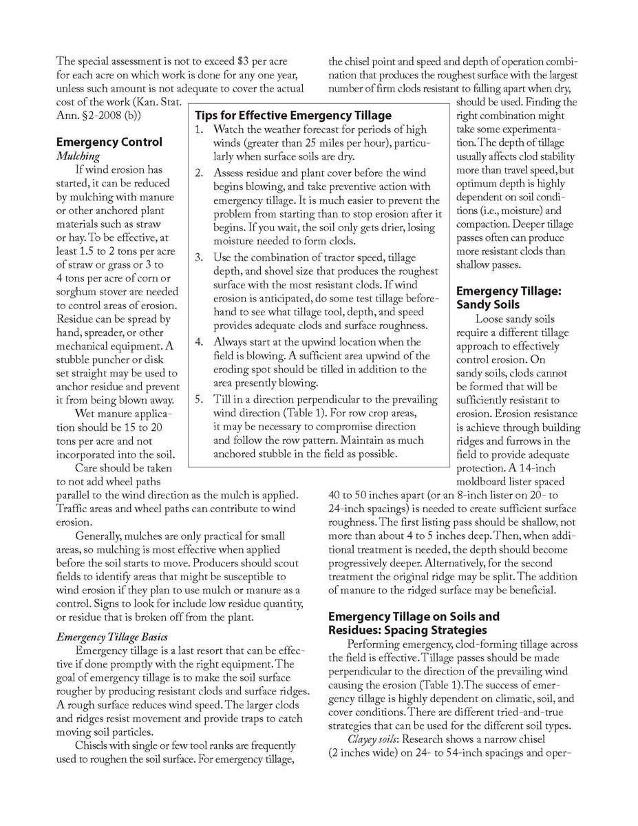 cropswithjeanne's tweet photo. With the high winds and soil movement, emergency wind erosion control may be needed in western Kansas. Here is the K-State publication on emergency wind erosion control with tips on tillage direction and implement to use.  https://t.co/MI7VBBKXYe https://t.co/tJgEBcgLBV