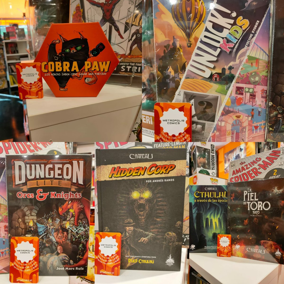 metropol_comics's tweet photo. Atención a las #novedades chulas de #juegosdemesa y #juegosderol que nos han llegado. #Cobrapaw y sus #ninjas animaloides, #Unlockkids para los más peques y #DungeonLite. Además en rol, el #Hiddencorp de #PulpCthulhu, aventuras y acción en los mitos, el #Atravesdelasepocas, 👇👇 https://t.co/H88FygoCxp