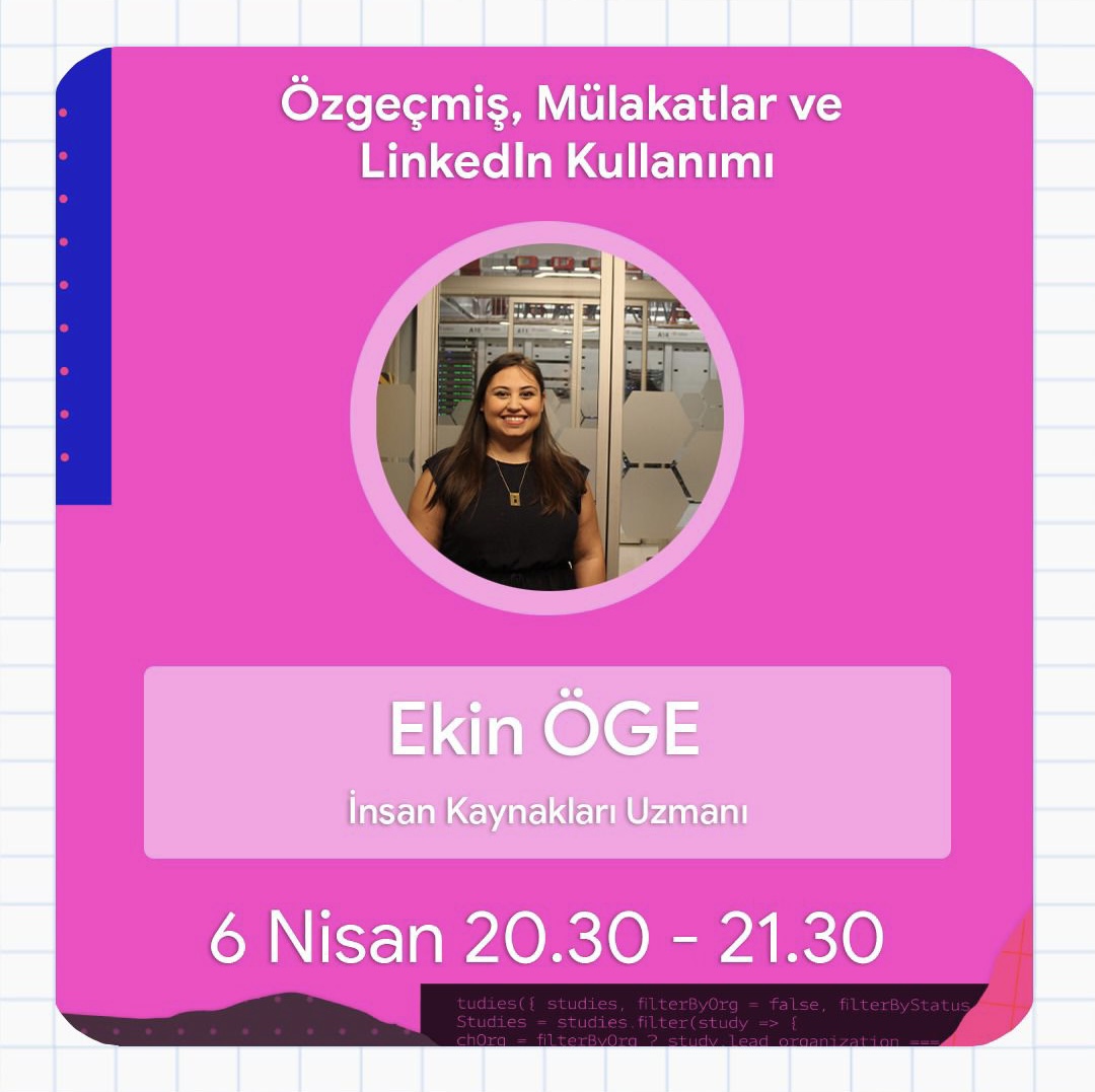 AkdenizDsc's tweet photo. Bu sefer öğrencilerin en çok merak ettiği 
✨Bir CV’de neler olmalı? 
✨Etkili bir CV nasıl hazırlanır?
✨Linkedin nedir? Nasıl kullanılır? 
✨Etkili bir Linkedin nasıl oluşturulur ve düzenlenir?
gibi sorulara değinelim dedik ve insan kaynakları uzmanı Ekin Öge’yi davet ettik. 🥳 https://t.co/32BZfwNPf6