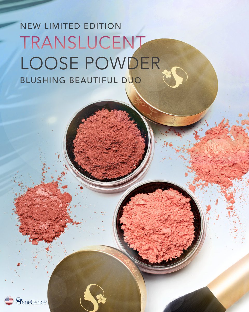 senegence's tweet photo. Soft, yet powder-full! 😍

Our award-winning, weightless and silky powders are now available in two new glowing shades, Peach Flush and Glistening Plum, for a soft, naturally blushing look!

*Sold individually and as a duo. https://t.co/DOD4Or1S9V