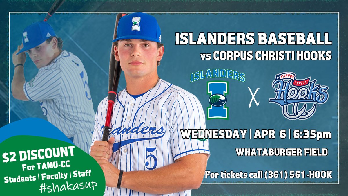 IslandersBSB's tweet photo. TOMORROW

Islanders Baseball 🆚 @cchooks 

📍 Whataburger Field 
🕡 6:35pm 
🎟 https://t.co/z1KccgIblH 

#ShakasUp | #TAMUCC https://t.co/VRohn5OPh1