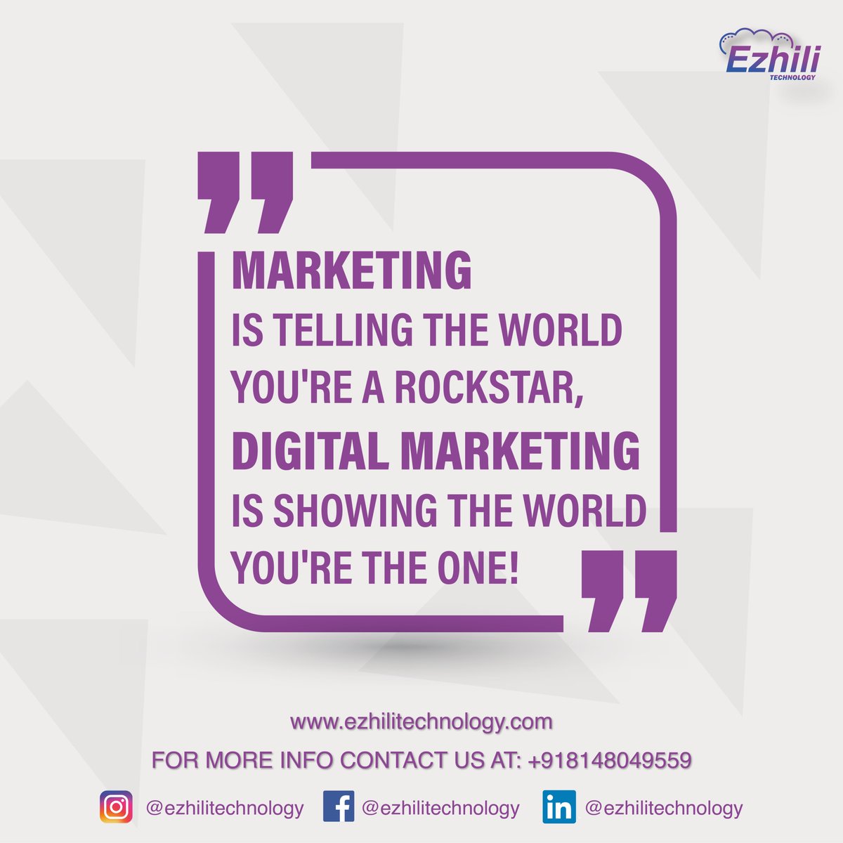 ezhili_tech's tweet image. Digital Marketing..!!

Follow us on : @ezhili_tech 

Website : ezhilitechnology.com

#DigitalMarketing 
#marketing 
#SocialMedia 
#socialmediamarketing 
#SEO
