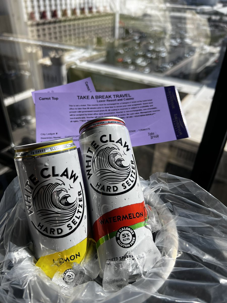 When in #vegas you drink <a href="/WhiteClaw/">White Claw</a> and enjoy a night watching the amazing <a href="/RealCarrotTop/">Carrot Top</a>!!! What a great #honeymoon!