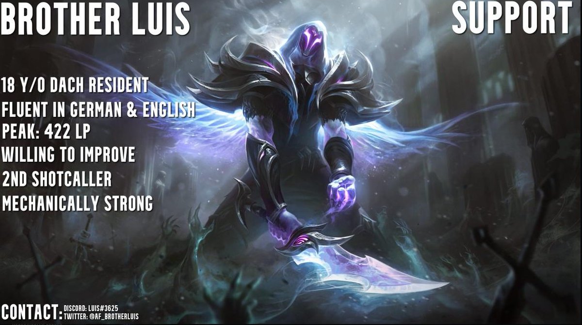 Brother__Luis's tweet photo. After my split with Austrian Force Ice in PL div 3.2 and closely missing playoffs, I am now looking to explore my options. 
I consider all offers, preferably Div 3+ PL
For reference, you can ask @Xerxail, @BetrayedYaya, @AgileEuw, @PandaChosen 
Likes and retweets appreciated https://t.co/H8e8d8d7y5