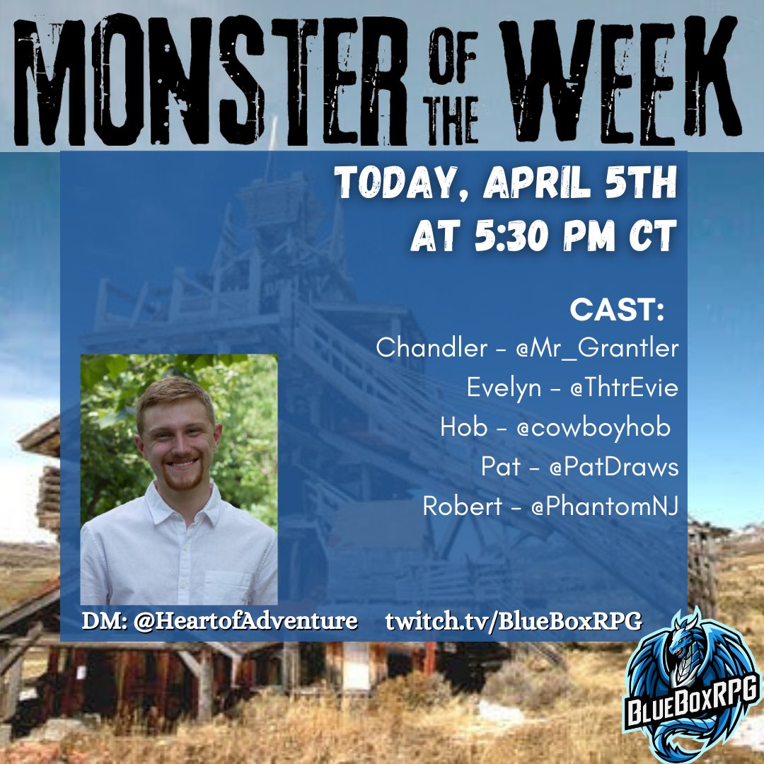 Tonight, our monster hunters return to protect the mage tower from the faceless creatures who want nothing more than to destroy it!  Join us tonight on twitch.tv/BlueBoxRPG at 5:30 p CT for another adventure in Monster of the Week.