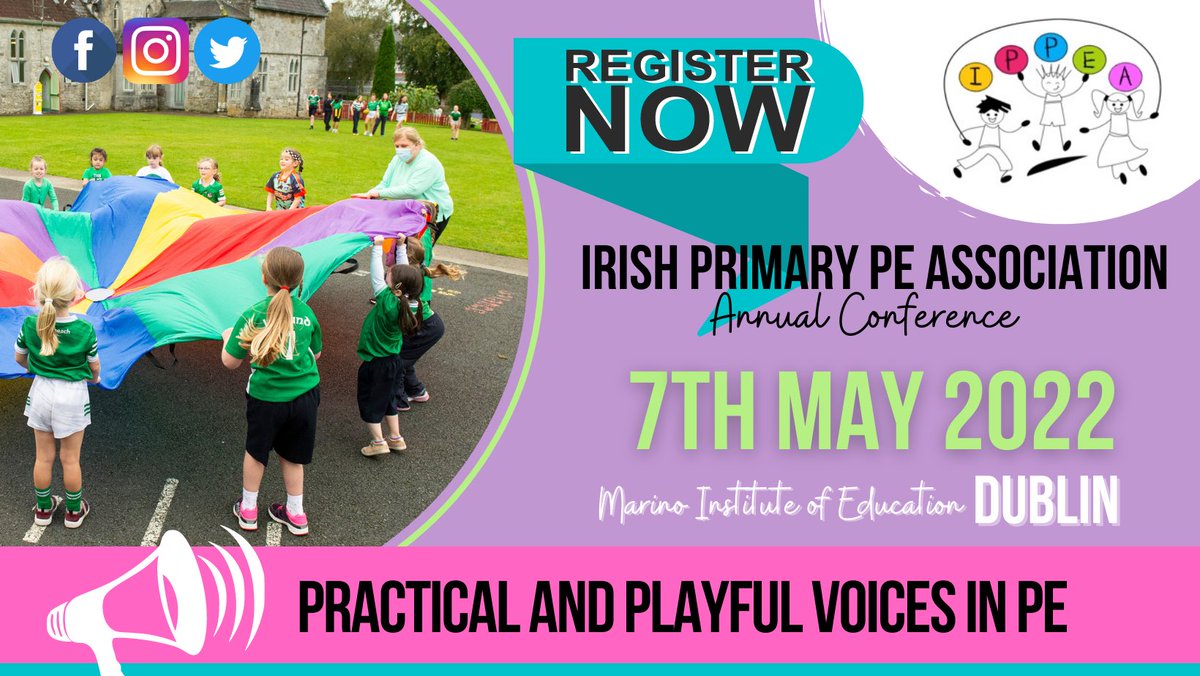 IrishPrimaryPE's tweet photo. IPPEA CONFERENCE 2022

Join us for a wide range of engaging and practical PE workshops including Dance, Inclusion, CLIL, student voice, frisbee and more!

7/5/22 @MarinoInstitute 

Early bird until 24th April - Registration now open at
https://t.co/r08bp5drt0 https://t.co/Mq7yQWKq8x