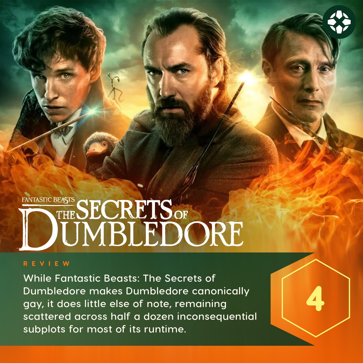 IGN's tweet image. Fantastic Beasts: The Secrets of Dumbledore looks drab and feels like it was made by people who want to leave its magical premise behind. 

Our review: bit.ly/3J9LyPm