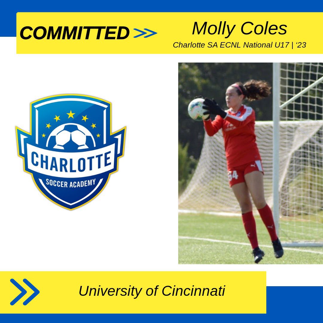 🚨COMMITTED🚨
🔹Molly Coles 
🔹University of Cincinnati <a href="/GoBearcatsWSOC/">Cincinnati Women's Soccer</a> 

#csaproud #committed #charlottesocceracademy