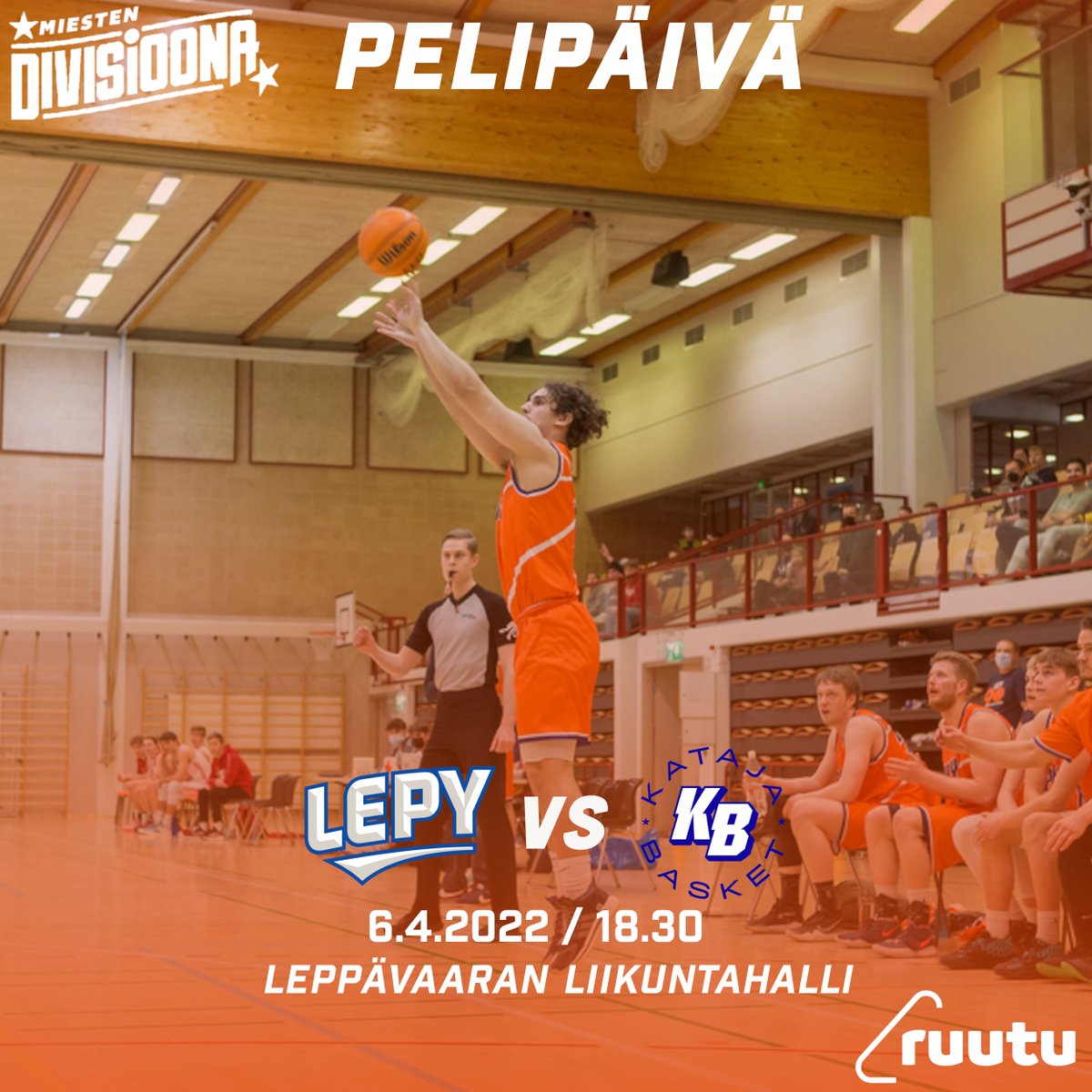 🏀Keskiviikkona pelataan!

Putoamisfinaalit jatkuvat, kun vastaan asettuu toistamiseen Joensuun Kataja Basket Talents.

LePy tarjoaa otteluun ilmaisen sisäänpääsyn kaikille. Tervetuloa kannustamaan miehet voittoon!

#LePy #OranssiPerhe #espooliikkuu #m1db #gameday
📸:Kimmo Kataja