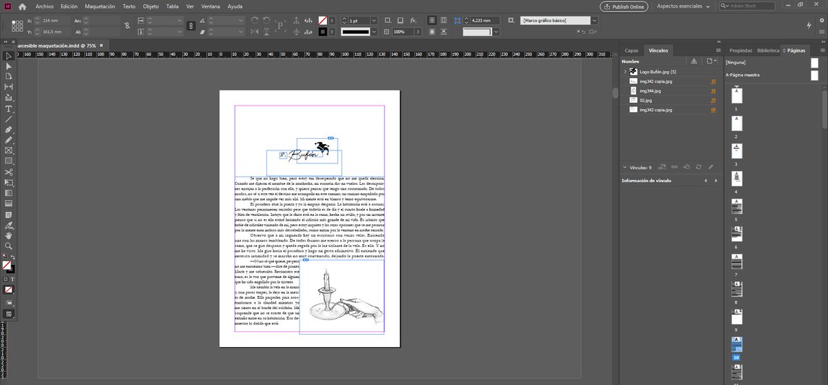 🔴 MAQUETACIÓN

Os dejo una muestra en lo que ando maquetando!
Maquetar me gusta mucho, me relaja un montón!~
Si alguna vez necesitáis ayuda, no dudéis en pedir mis servicios 💖💖
#maquetar #diseño #diseñoeditorial #editorial #libro #libros #diseñografico