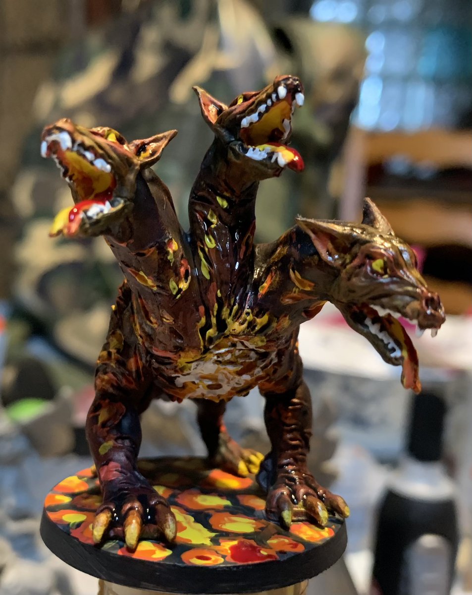 NavajoBirdsong's tweet photo. #MassiveDarkness2 #RoamingMonster #Cerberus #painting https://t.co/OmQ6wcM3IT