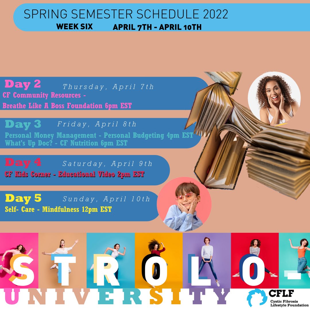 This week’s STROLO U schedule! 
Register here! cflf.org/strolou