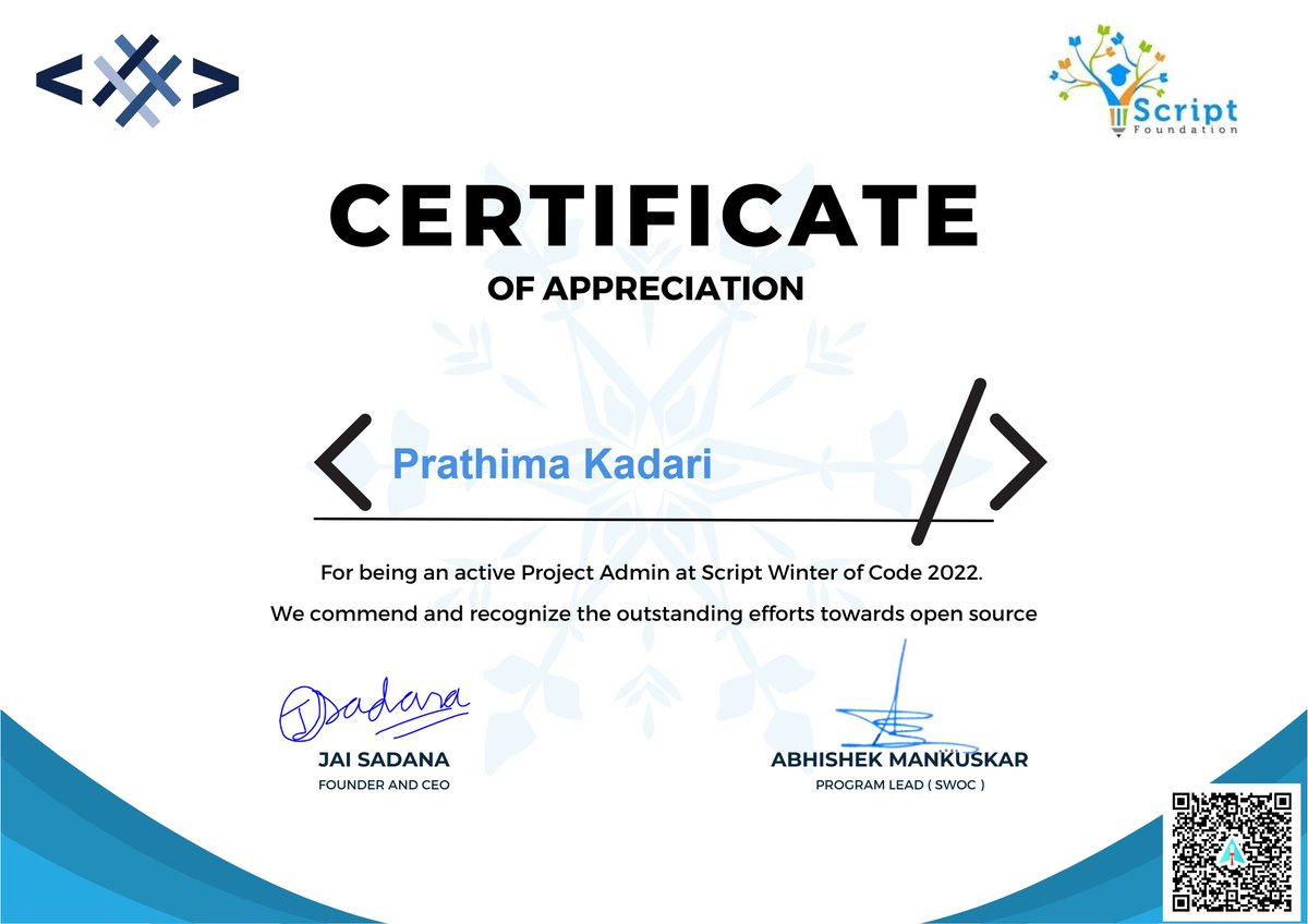 prathima_kadari's tweet photo. Cheers to @ScriptFoundati1 and @SWOC12 who enabled this opportunity for mentees to create a mark in open source.🥳

🙌All of your efforts from contributors are highly appreciated. Keep soaring high.

#swoc #projects #github #opensource #iot #ai #ml #webdevelopment #mentor https://t.co/jJ5nVMi9kh