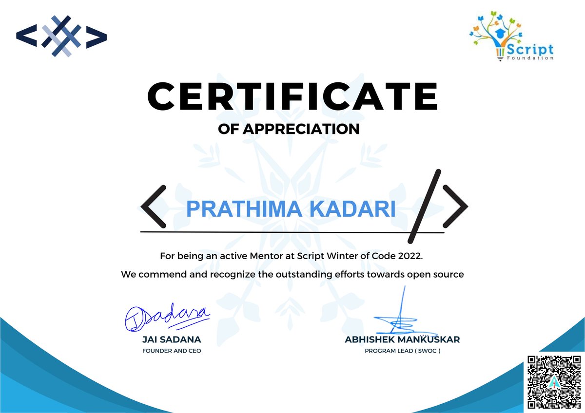 prathima_kadari's tweet photo. Cheers to @ScriptFoundati1 and @SWOC12 who enabled this opportunity for mentees to create a mark in open source.🥳

🙌All of your efforts from contributors are highly appreciated. Keep soaring high.

#swoc #projects #github #opensource #iot #ai #ml #webdevelopment #mentor https://t.co/jJ5nVMi9kh
