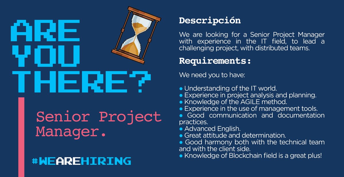 ThinkandDev's tweet photo. SENIOR PROJECT MANAGER, are you there?👀
#WeAreHiring Take a look 👇
📩 Send your resume to HIRING@THINKANDDEV.COM and we'll get in touch!
#hiring #job #work #senior #projectmanager #thinkanddev #team #devs https://t.co/bEeuBcgTFG
