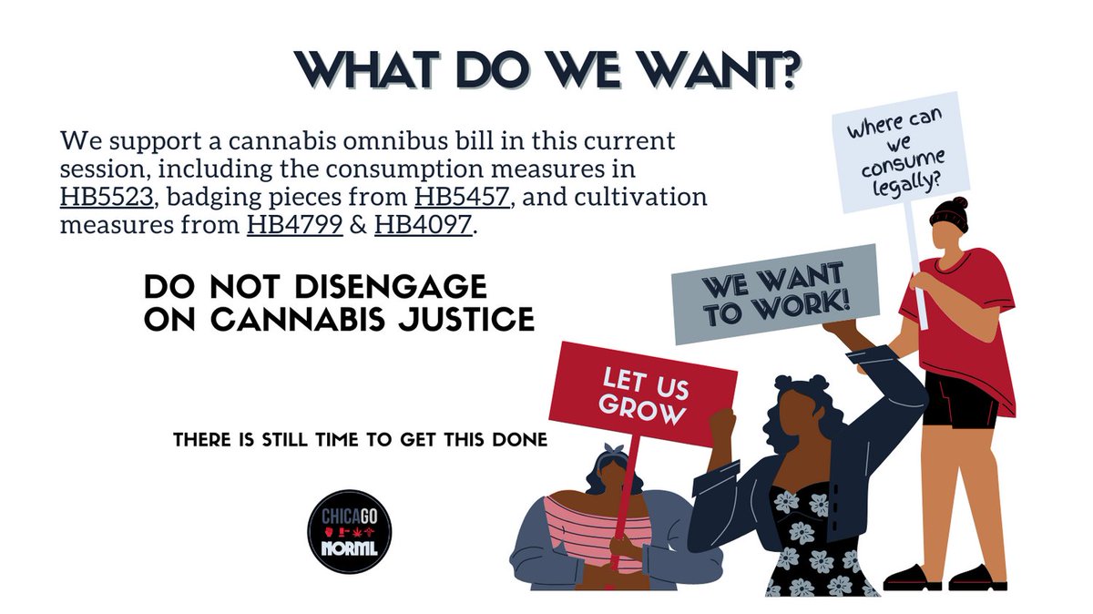 ChicagoNorml's tweet photo. Cannabis is too "controversial"? It wasn't so in 2020 when @ILSenDems & @ILHouseDems touted the social equity measures! Dont stop now when we're already on this train. They need you now more than ever.
#CannabisCantWait, #WheresJB, #CannabisJustice, #OwnershipNow, #EquityNow, https://t.co/ZH8RxNx1oY
